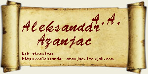 Aleksandar Azanjac vizit kartica